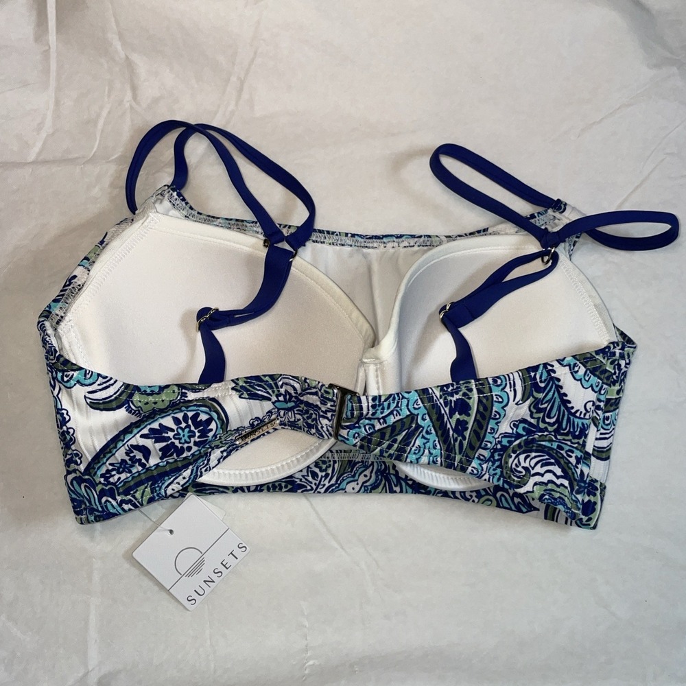 SUNSETS Cape Cod Sweetheart Bikini Swim Top, US 34DD, Bra Insert NWT - Picture 3 of 8